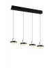 Czarna, poczwórna lampa wisząca Trio DIOS 331410432 o cylindrycznym kształcie, z czterema zwisami LED, funkcją CCT i możliwością ściemniania.